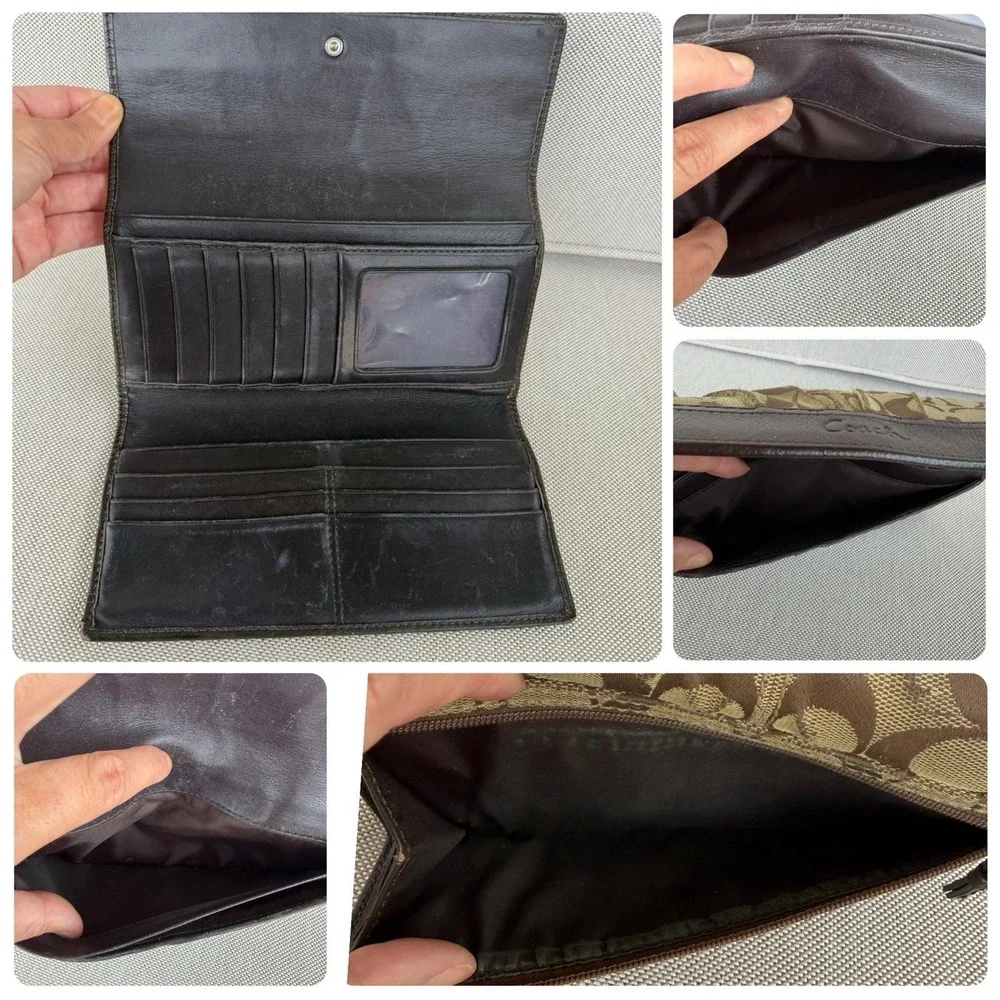 Coach Ashley Signature Jacquard Trifold Wallet W/Checkbook Insert Y2K Vintage